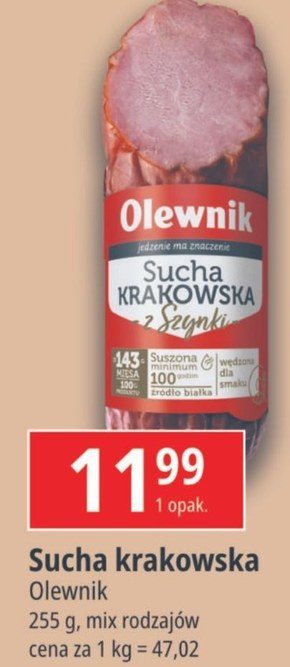 Olewnik Sucha krakowska z szynki 255 g niska cena