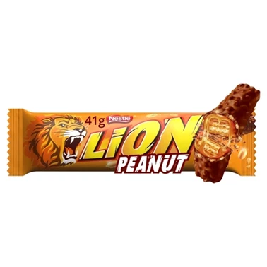 Lion Peanut Nadziewany wafel z karmelem płatkami pszennymi oblany czekoladą mleczną 41 g - 0