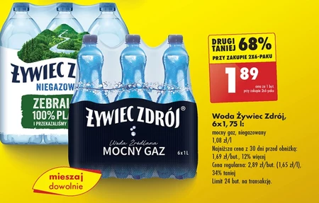 Żywiec Zdrój Mocny Gaz Woda źródlana 6 x 1 l