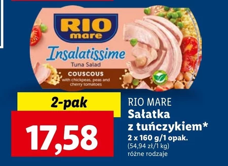 Rio Mare Insalatissime Sałatka z tuńczykiem kuskus z ciecierzycą groszkiem i pomidorkami 160 g