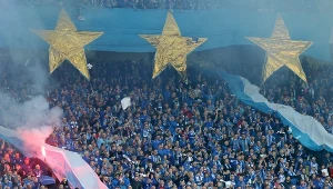 Kibice Ruchu podczas derbów z Górnikiem Zabrze na Stadionie Śląskim, 16.03.2024 r.