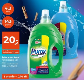 Purox Żel do prania tkanin kolorowych 4,3 l (143 prania) niska cena