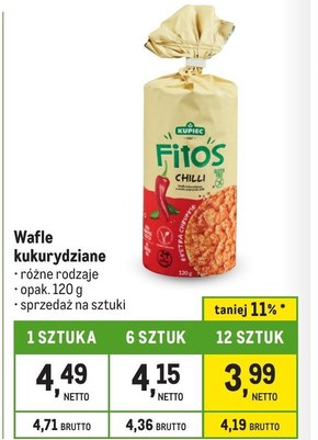 Kupiec Fitos Wafle kukurydziane o smaku papryczki chilli 120 g (15 sztuk) niska cena