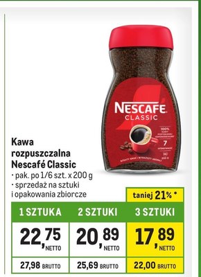 Nescafé Classic Kawa rozpuszczalna 200 g niska cena