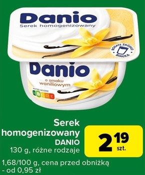 Danio Serek homogenizowany o smaku waniliowym 130 g niska cena