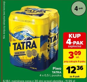 Tatra Piwo jasne pełne 4 x 500 ml niska cena