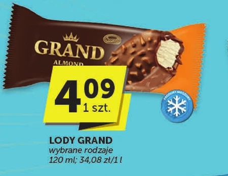 Koral Grand Lody waniliowe w mlecznej czekoladzie z migdałami 120 ml