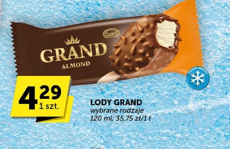Koral Grand Lody waniliowe w mlecznej czekoladzie z migdałami 120 ml