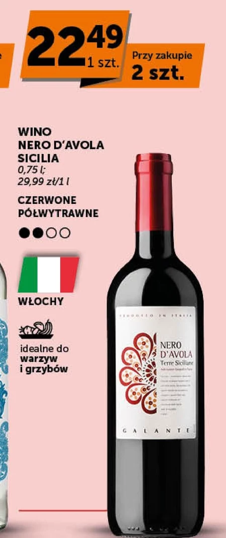 Wino półwytrawne Nero D`Avola
