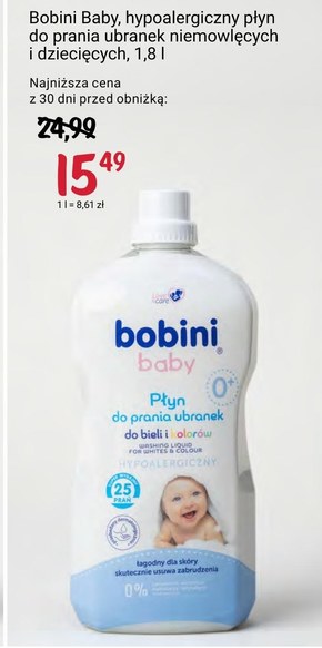 bobini Baby Płyn do prania ubranek do bieli i kolorów hypoalergiczny 1,8 l (25 prań) niska cena