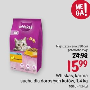 Whiskas Sucha karma dla kotów z pysznym kurczakiem 1,4 kg niska cena