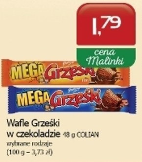 Grześki Mega Wafel przekładany kremem kakaowym w czekoladzie 48 g niska cena