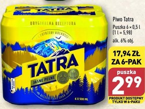 Tatra Piwo jasne pełne 6 x 500 ml niska cena