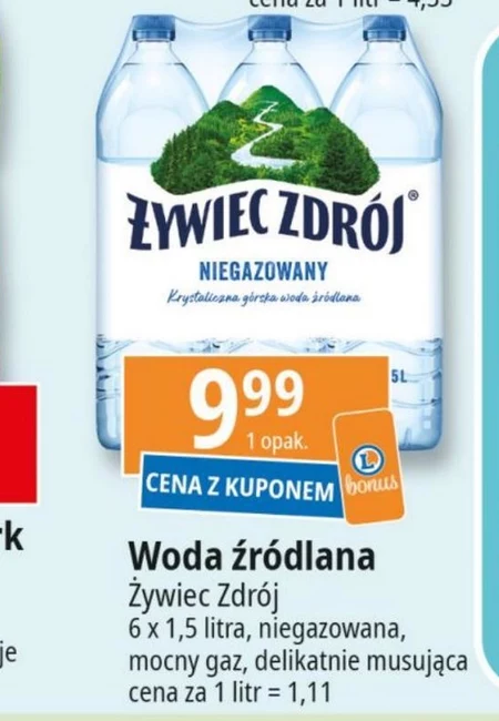 Żywiec Zdrój Niegazowany Woda źródlana 6 x 1,5 l