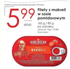 King Oscar Filety z makreli w sosie pomidorowym 160 g niska cena