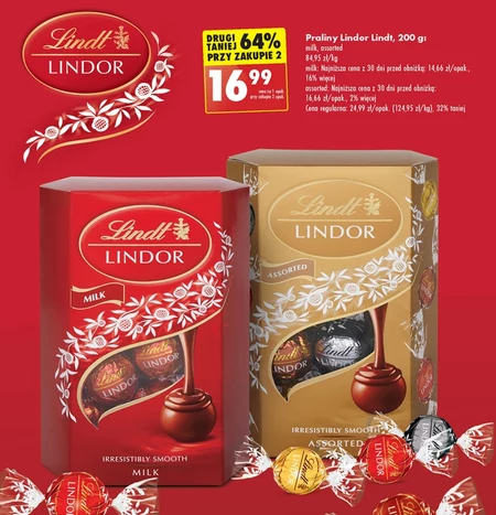 Lindt Lindor Praliny z czekolady mlecznej 200 g