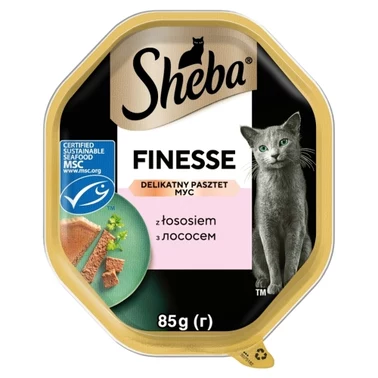 Sheba Finesse Mokra karma dla dorosłych kotów delikatny pasztet z łososiem 85 g - 0
