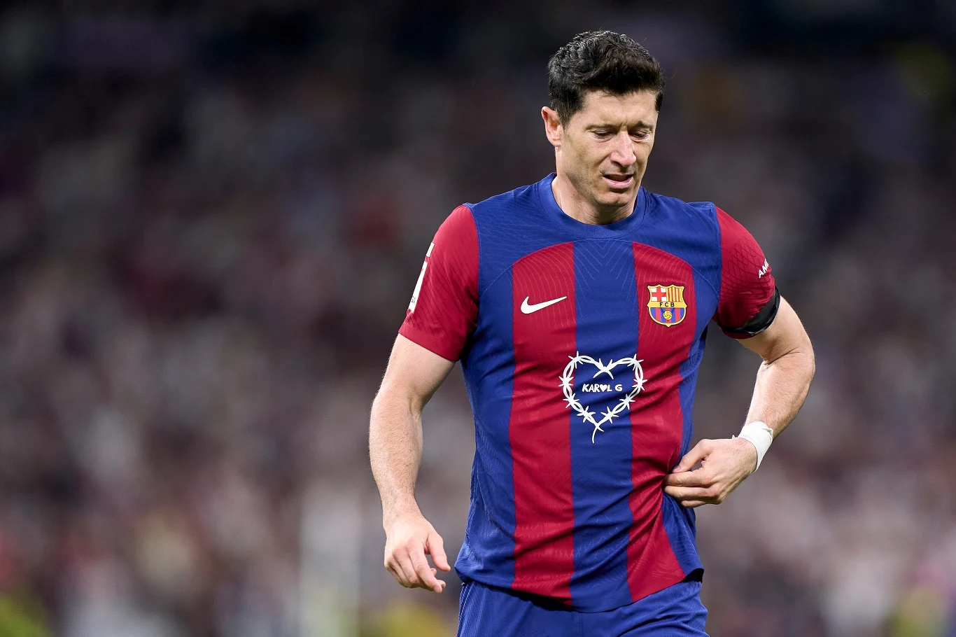 Robert Lewandowski w meczu Real Madryt - FC Barcelona