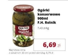 Rolnik Ogórki konserwowe 850 g niska cena