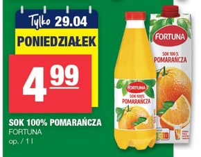 Fortuna Sok 100% pomarańcza 1 l niska cena