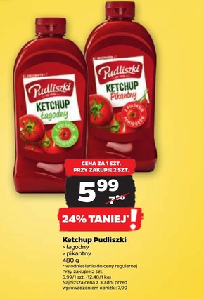 Pudliszki Ketchup łagodny 480 g niska cena