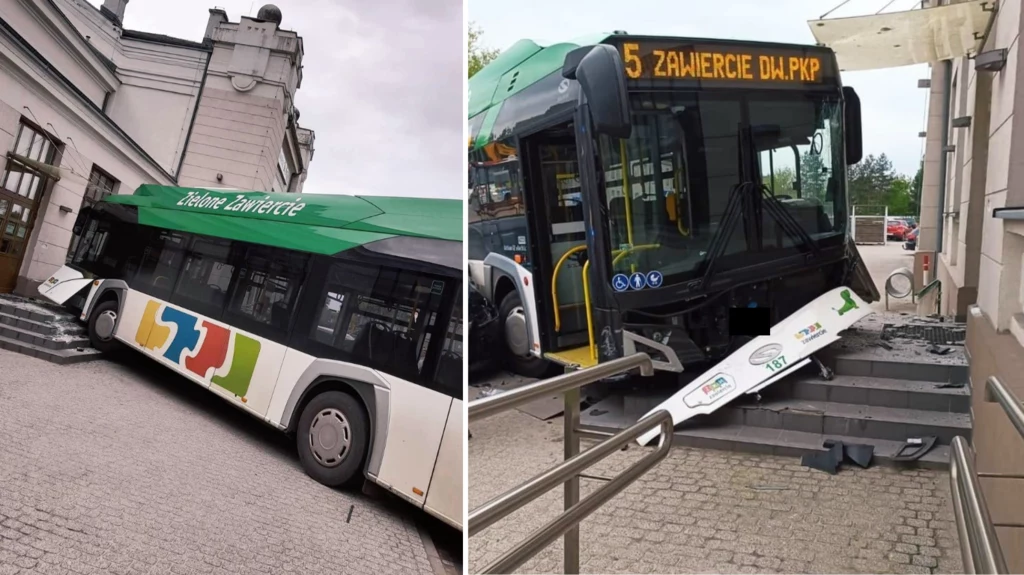 Zawiercie. Autobus wjechał w budynek dworca