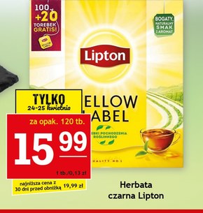 Lipton Yellow Label Herbata czarna 240 g (120 torebek) niska cena
