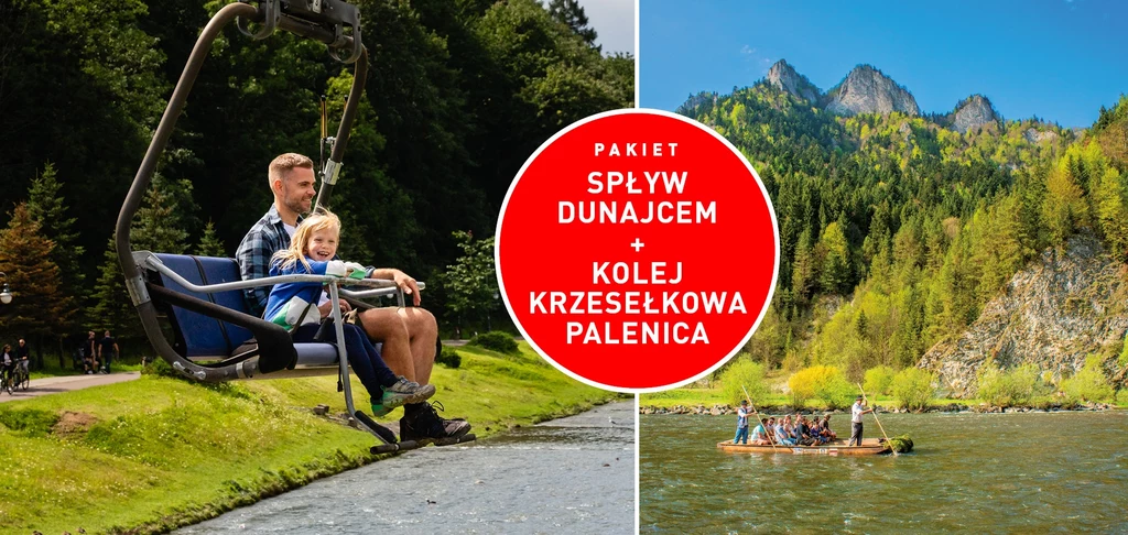 Spływ Dunajcem, podróż koleją linową na szczyt Palenicy, spacery z przewodnikiem