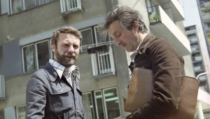 Leonard Pietraszak i Andrzej Kopiczyński na planie "Czterdziestolatka"