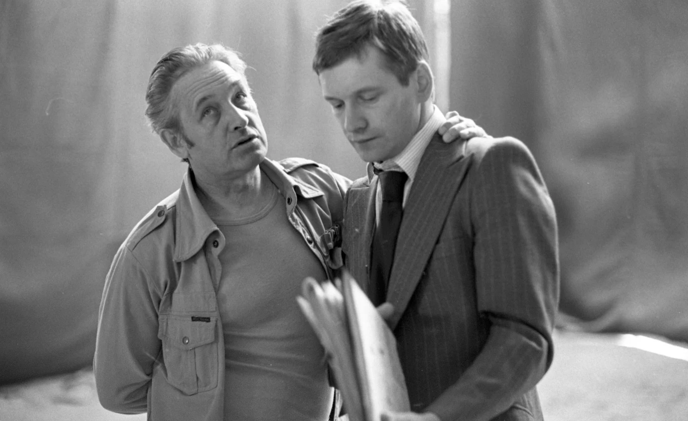 Andrzej Wajda i Andrzej Seweryn na planie "Dyrygenta"