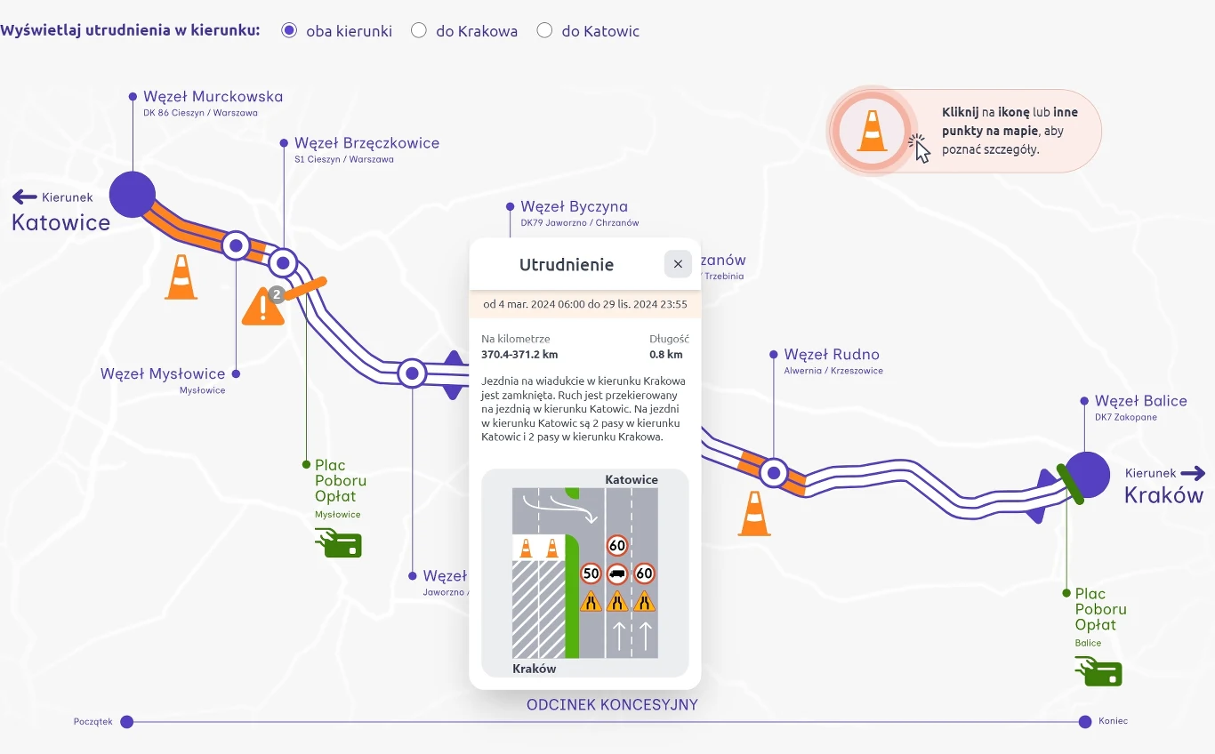 Nowy serwis poinformuje o pracach i pomoże zaplanować trasę Fot. a4info.pl