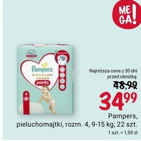 Pampers Premium Care Pieluchomajtki, rozmiar 4, 22 sztuk, 9kg-15kg niska cena