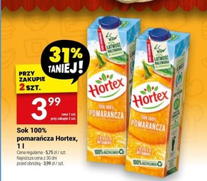 Hortex Sok 100 % pomarańcza 1 l niska cena
