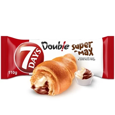 7 Days Doub!e Super Max Rogalik z nadzieniem kakaowym i o smaku waniliowym 110 g - 0