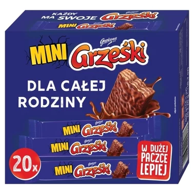 Grześki Mini Wafel przekładany kremem kakaowym w czekoladzie 400 g (20 x 20 g) - 0