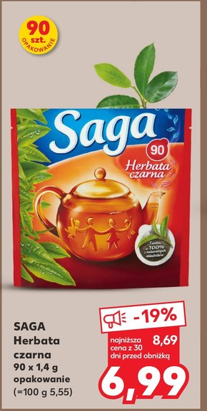 Saga Herbata czarna 126 g (90 torebek) niska cena