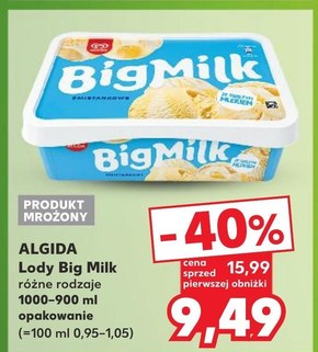 Big Milk Lody smak bakalia 900 ml niska cena