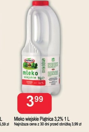 Piątnica Mleko wiejskie świeże 3,2% 1 l niska cena