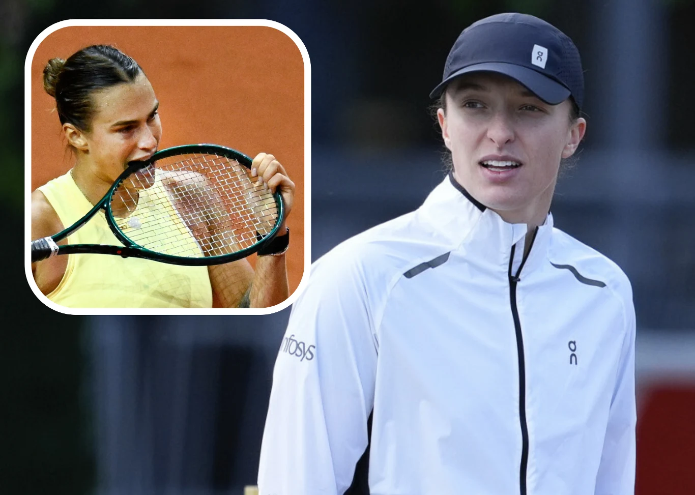 WTA 1000 w Madrycie. Na zdjęciu Aryna Sabalenka oraz liderka rankingu WTA - Iga Świątek WTA 1000 w Madrycie. Na zdjęciu Aryna Sabalenka oraz liderka rankingu WTA - Iga Świątek