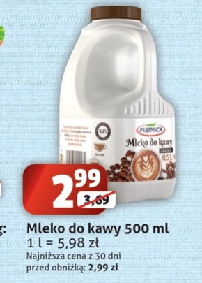 Piątnica Mleko do kawy 0,5 l niska cena