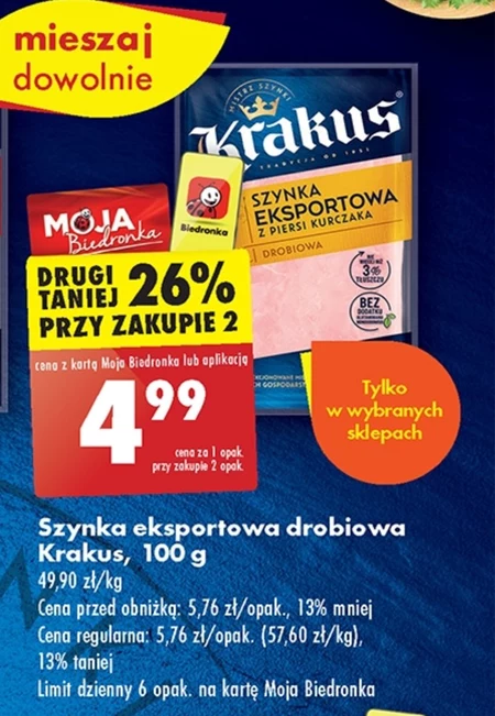 Krakus Szynka eksportowa z piersi kurczaka 100 g
