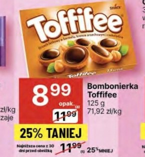 Toffifee Orzech laskowy w karmelu kremie orzechowym i czekoladzie 125 g (15 sztuk) niska cena