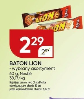Lion Nadziewany wafel z karmelem i płatkami pszennymi oblany czekoladą mleczną 60 g (2 x 30 g) niska cena