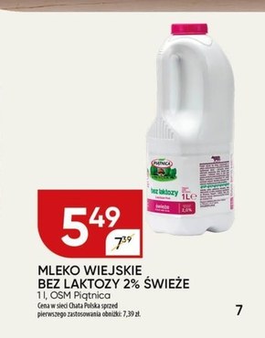 Piątnica Produkt mleczny bez laktozy 2,0% 1 l niska cena