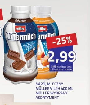 Müller Müllermilch Napój mleczny o smaku czekoladowym 400 g niska cena