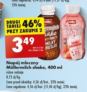 Müller Müllermilch Shake Napój mleczny o smaku truskawkowym 400 g niska cena