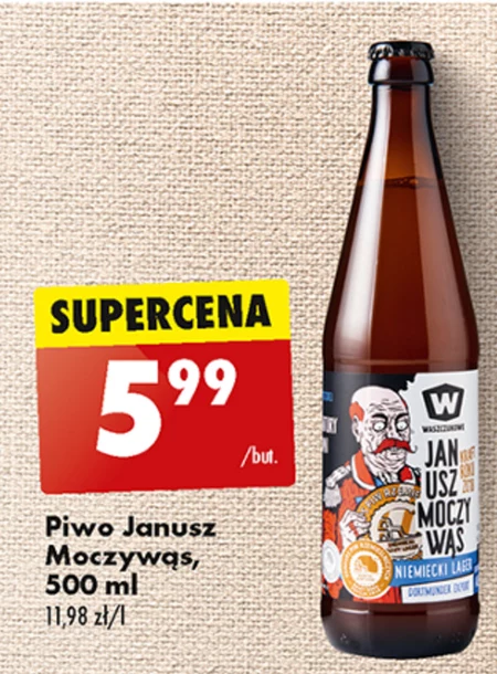 Browar Waszczukowe Janusz Moczywąs Piwo jasne niemiecki lager 500 ml