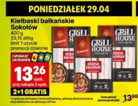 Sokołów Grill House Kiełbaski bałkańskie 400 g