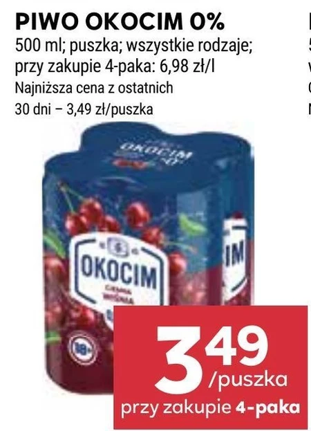 Okocim Mix ciemnego piwa bezalkoholowego z lemoniadą ciemna wiśnia 4 x 500 ml