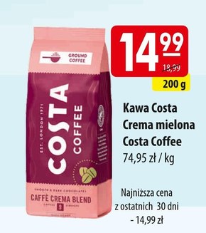 COSTA COFFEE Caffé Crema Blend Kawa palona mielona 200 g niska cena